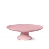 Prato Para Bolo De Cerâmica Com Pé Rosa Bebe 29cm